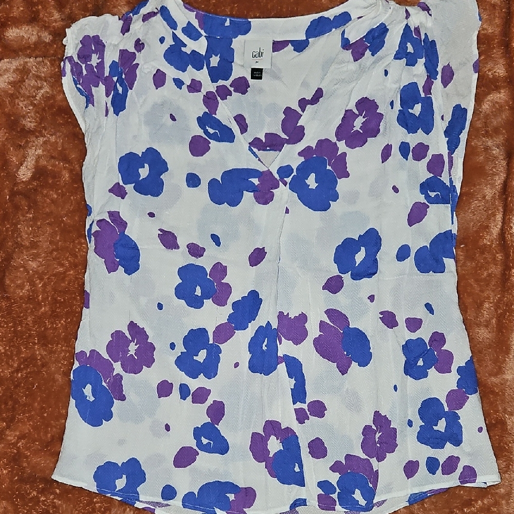 Cabi Blue and Purple Floral Blouse